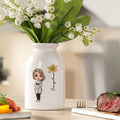 Flor de nacimiento personalizada Mamá cocinera de dibujos animados Jarrón de cerámica con nombre Decoración del hogar Día de la madre Regalo de cumpleaños para mujeres amantes de la cocina