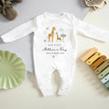 Pelele personalizado de jirafa arco iris 100% algodón con nombre y año Primer Día de la Madre Baby Shower Regalo para recién nacido