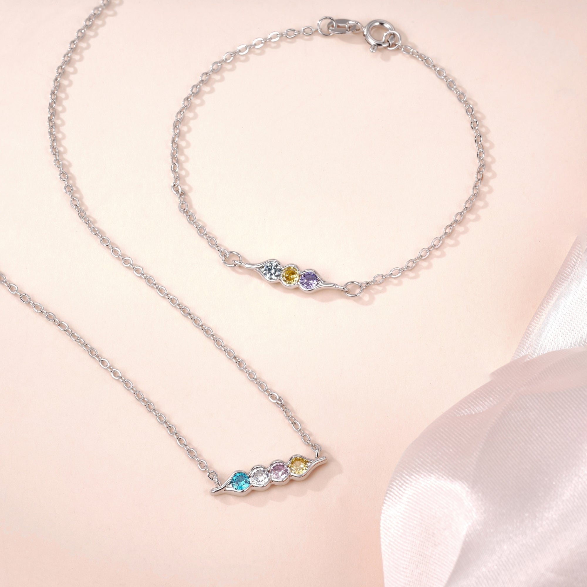 Personalizado Peas Pod 2-6 Birthstones Collar Pulsera Dainty Family Jewelry Birthday Mother's Day Gift for Mother Grandmother