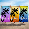 Toalla de playa personalizada con nombre Palm Tree Gradient Color Oversized Quick Dry Beach Essentials Birthday Gift for Family Friend