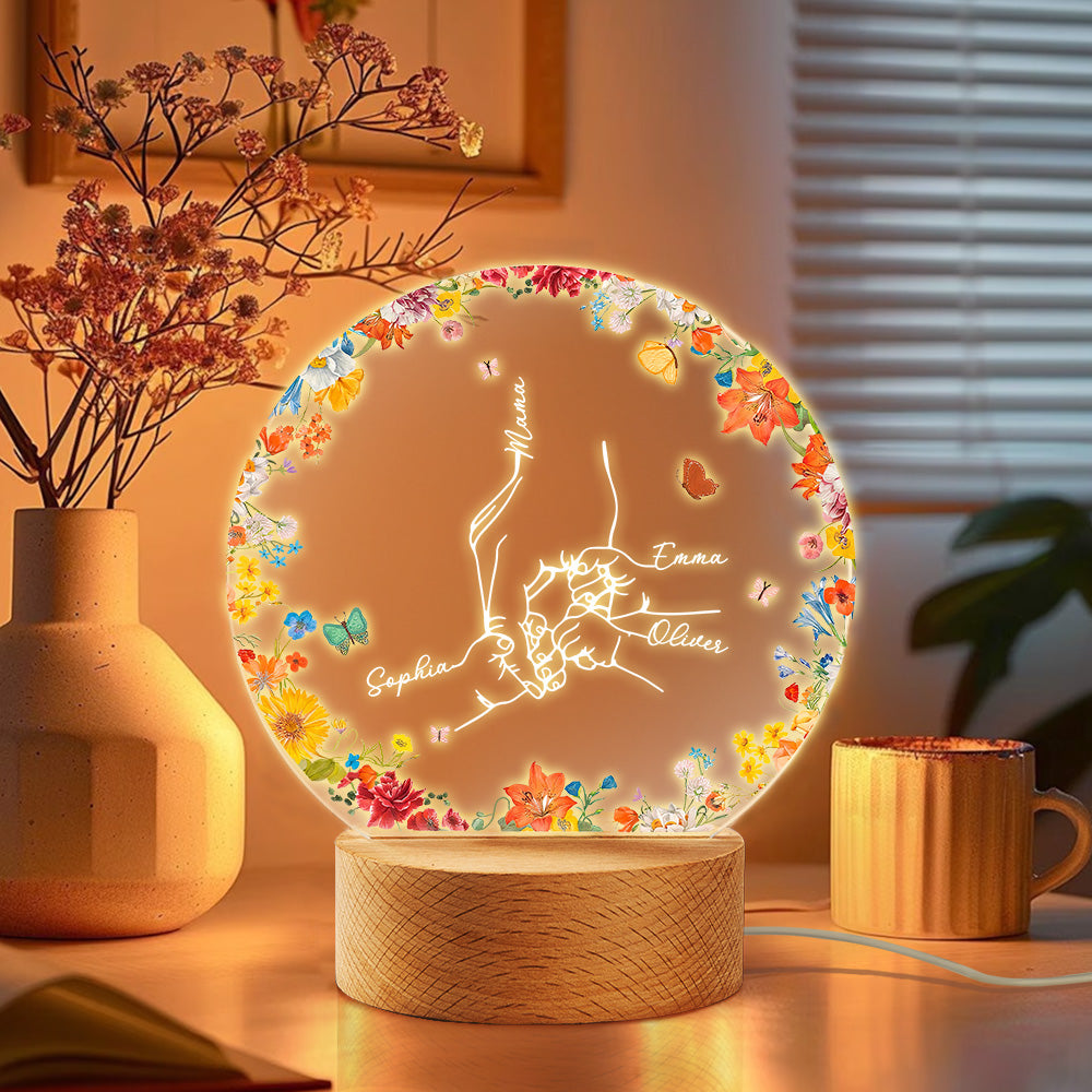 Luz nocturna LED personalizada con nombre y base de madera para decorar la habitación Día de la madre Cumpleaños Baby Shower Regalo para recién nacido Nueva mamá