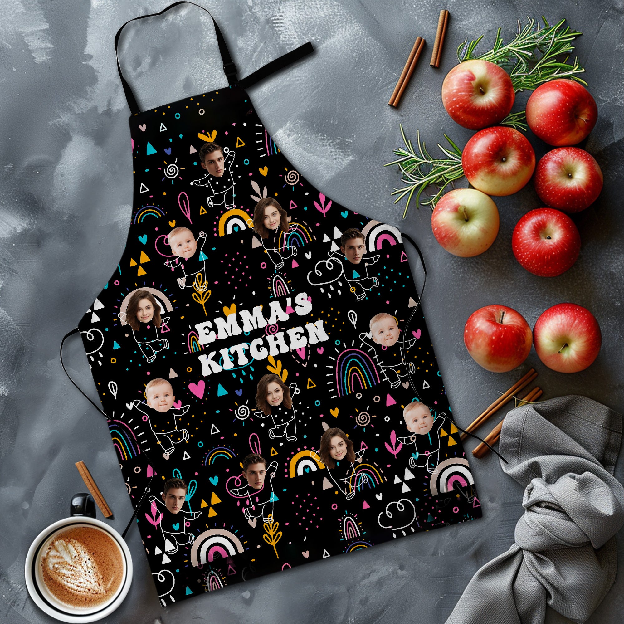 Delantal ajustable personalizado 1-12 con foto de cara graciosa, nombre y bolsillos Regalo de cumpleaños Día de la Madre para mamá Abuela