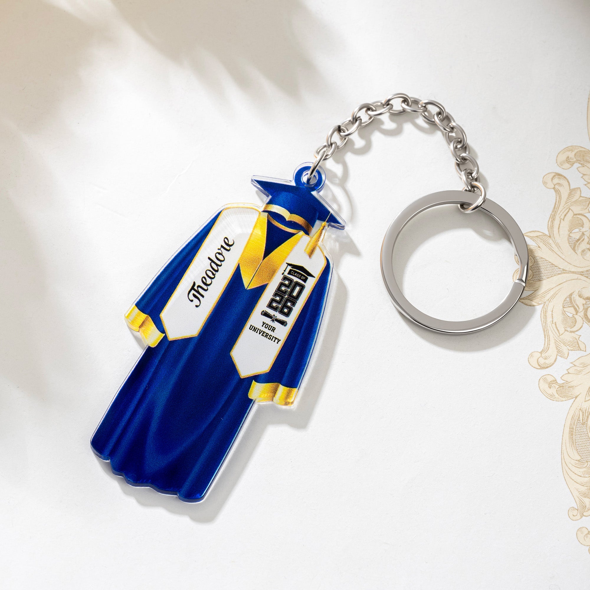 Llavero acrílico personalizado de toga de graduación con nombre y año Accesorio de mochila Regalo de ceremonia de graduación para graduados de la promoción 2026
