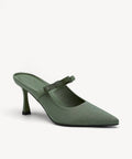 GraceLithe Pointed Toe Heeled Mule - Bow Green / Regular (A-C) / US 8.5 | EU 39.5 | UK 6.5