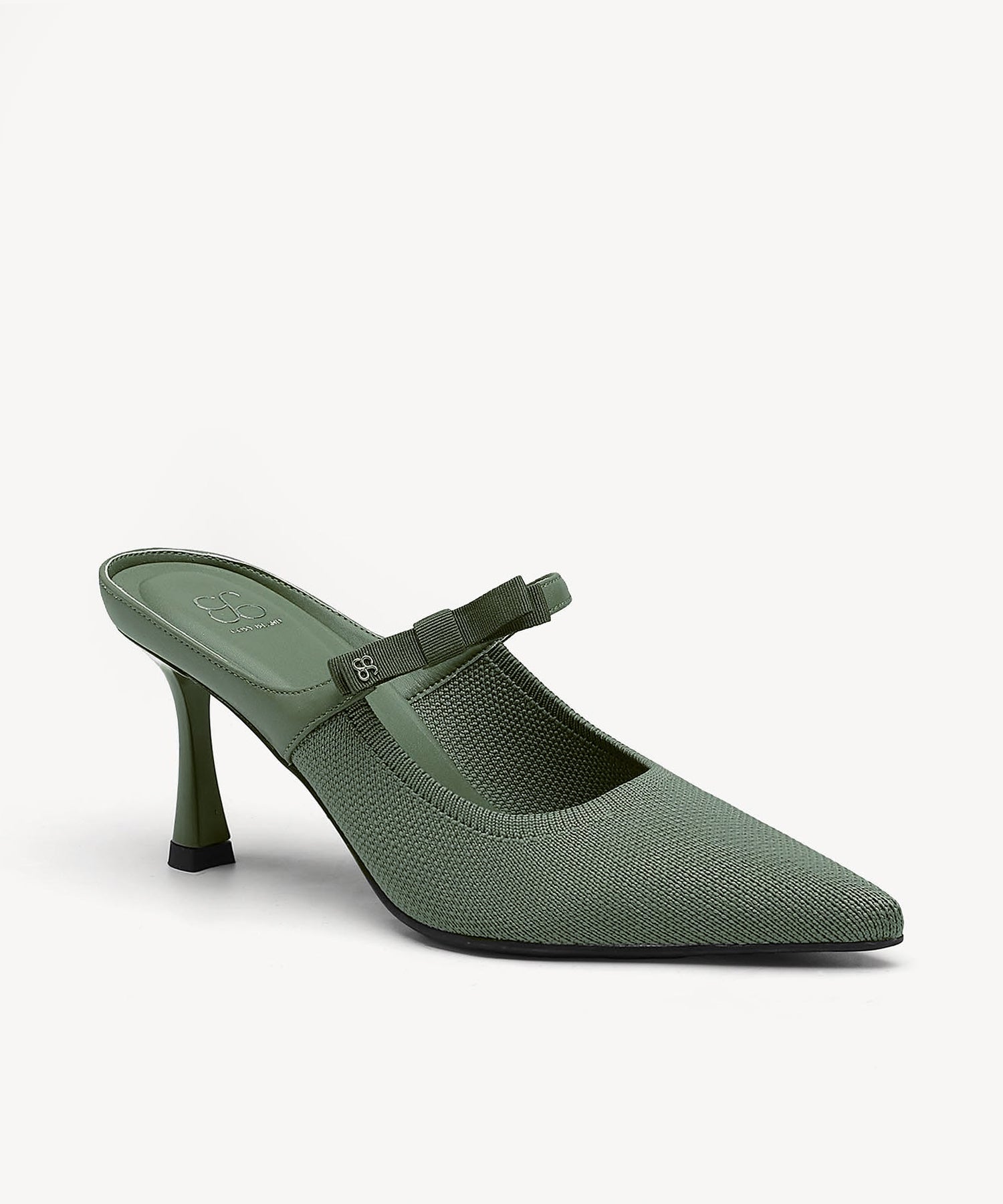 GraceLithe Bow Pointed Toe Heeled Mule - Green / US 8 | EU 39 | UK 6
