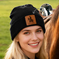 Gorro de punto personalizado con foto de caballo multicolor y nombre Accesorios diarios Regalo de cumpleaños para jinetes amantes de los caballos