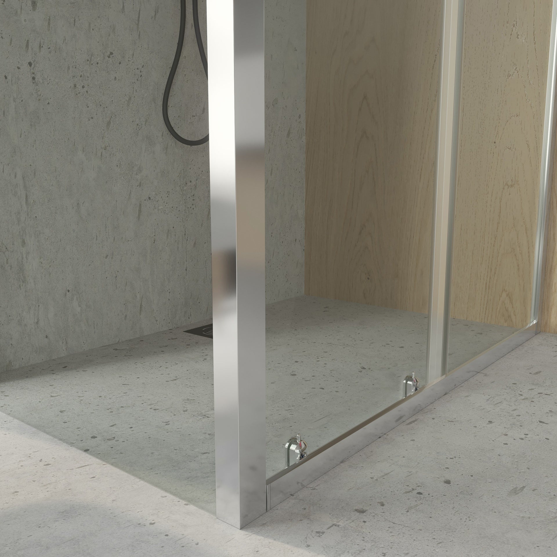 BATHME LONDON-3 Mampara Ducha Lateral Fijo+Frontal Corredera Cromo Transparente