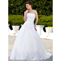 Bridal Wedding Dress White Strapless Long Straight Ball-Gown Princess