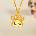 Personalizada Piedra de Nacimiento Paw Print Collar Colgante Dainty Joyería Cumpleaños Aniversario Regalo para Mujeres Pet Lover