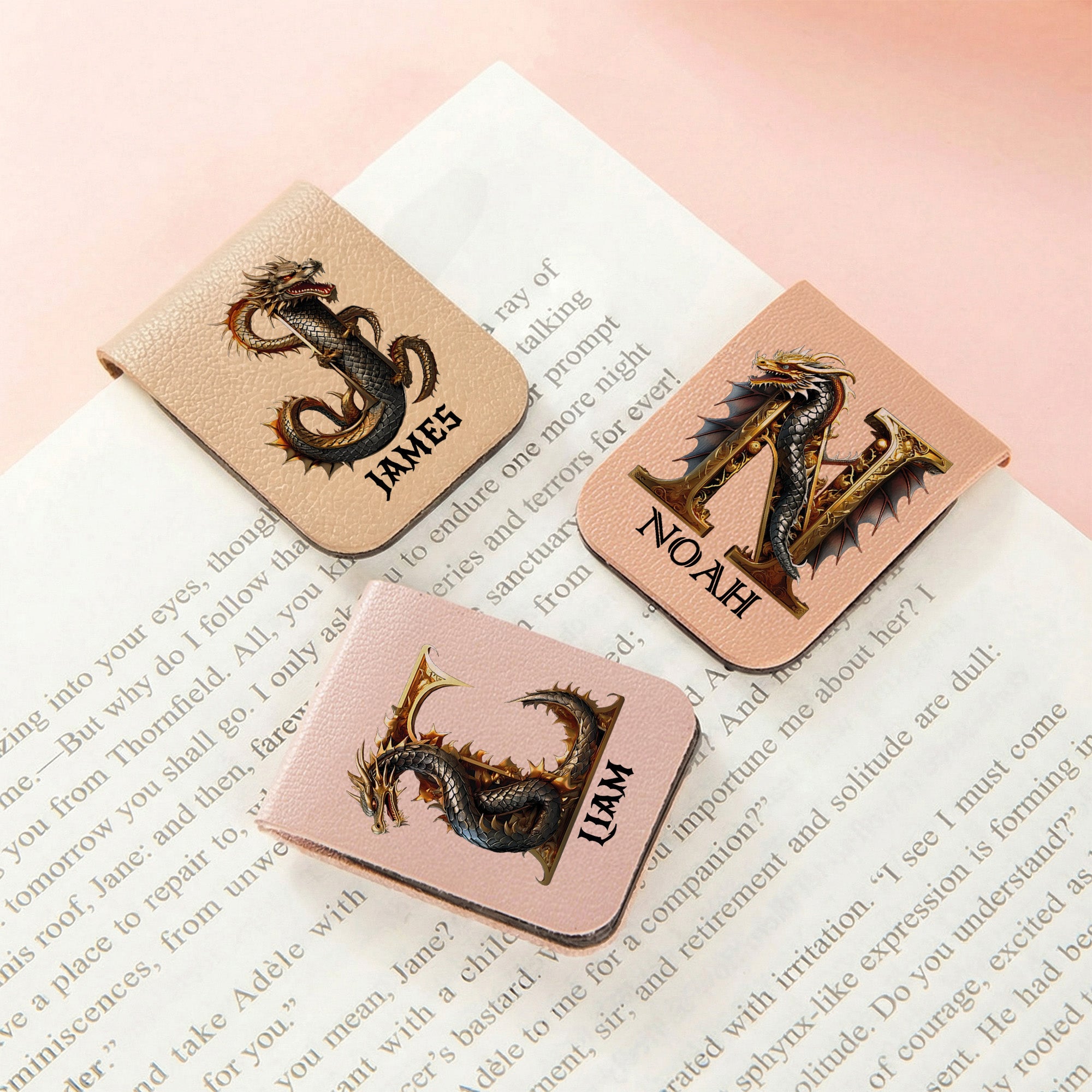 Clip Magnético Personalizado Retro Dragón Inicial Multicolor Marcapáginas con Nombre Club de Lectura Regalo de Cumpleaños para Amantes de los Libros Ratones de Biblioteca