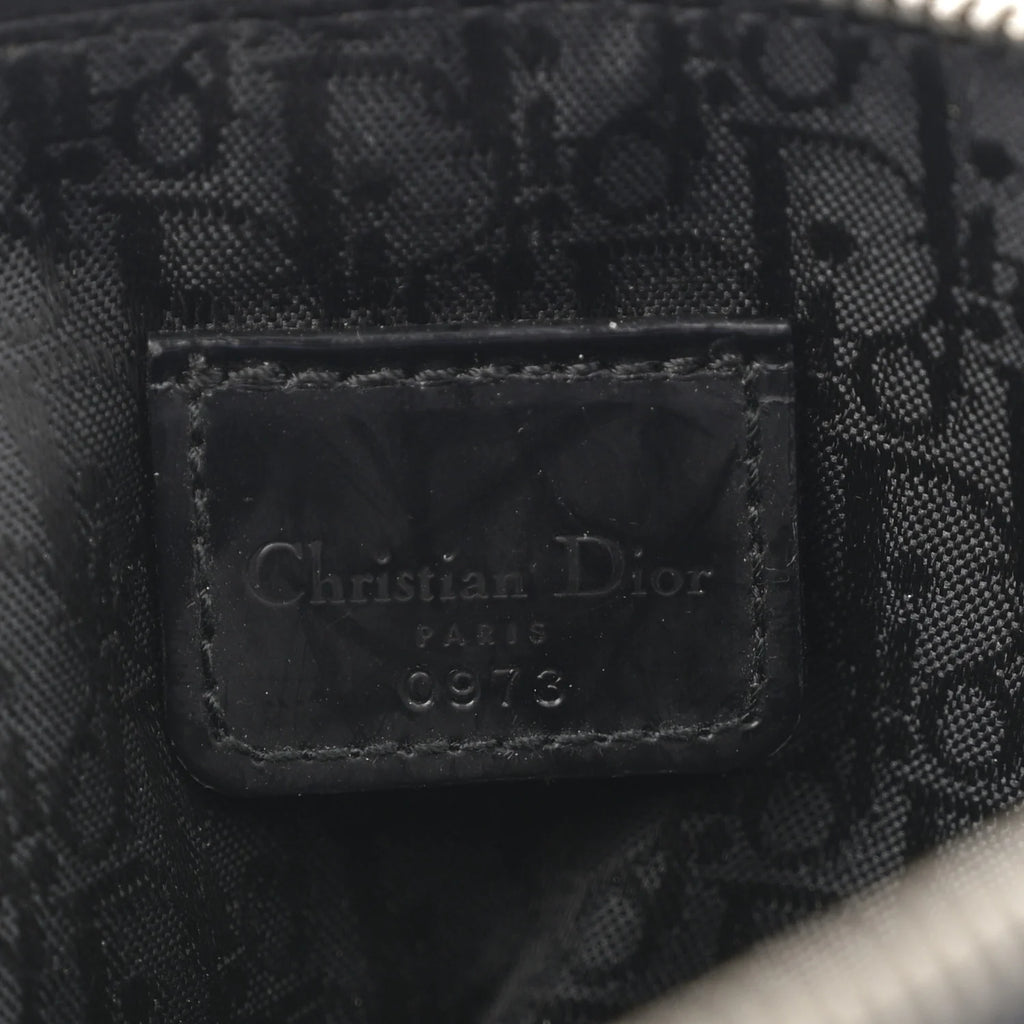 Christian Dior Satin Embroidered Floral Mini Saddle Pochette Bag Black