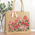 Personalizado Nacimiento Flor Mariposa Gran Capacidad Bolsa de Yute Tote con Nombre Uso Diario Día de la Madre Cumpleaños Regalo para Mamá Abuela Mujer