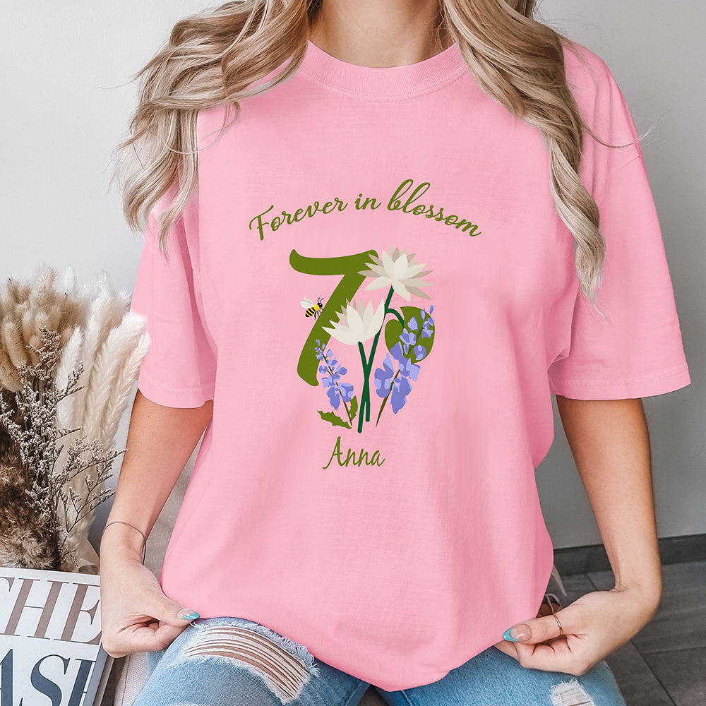 Personalizada Nacimiento Flor Insecto Camiseta con Nombre y Texto Accesorios de Viaje Diario Aniversario Cumpleaños Regalo para Mujeres