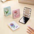 Personalizado Retro Nacimiento Flor Espejo de maquillaje portátil de doble cara con luz LED y nombre Aniversario Cumpleaños Regalo para Mujeres Niñas