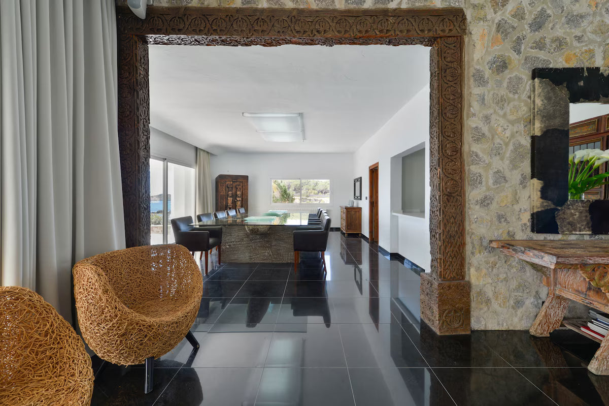 Super Rare 8-Bedroom Luxury Seafront Ibiza Villa with Private Beach, Panoramic Rooftop and Underground DJ Room in Santa Eulalia