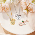 Collar Colgante Personalizado Disco Flor de Nacimiento Piedra de Nacimiento con Nombre Grabado Dainty Jewelry Mother's Day Birthday Gift for Her