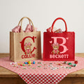 Bolsa de yute grande con nombre para uso diario Día de San Valentín Regalo de cumpleaños para parejas Niños