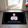 Personalizado Peluquería de dibujos animados multicolor antideslizante alfombra de la puerta con el texto Peluquería Accesorios de apertura de cumpleaños de regalo para los hombres peluquería