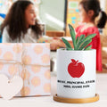 Lápiz de Manzana Personalizado Icono de la Sabiduría Maceta de Cerámica con Texto y Bandeja de Bambú Decoración de Escritorio de Oficina Semana de Agradecimiento Regalo del Día del Profesor para Profe