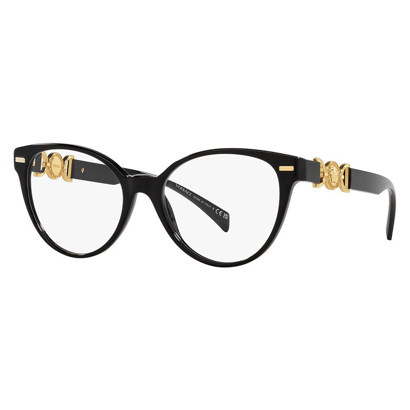 Versace VE3334GB1 Cat-eye Frame with Gold Hardware Eyeglasses — Black