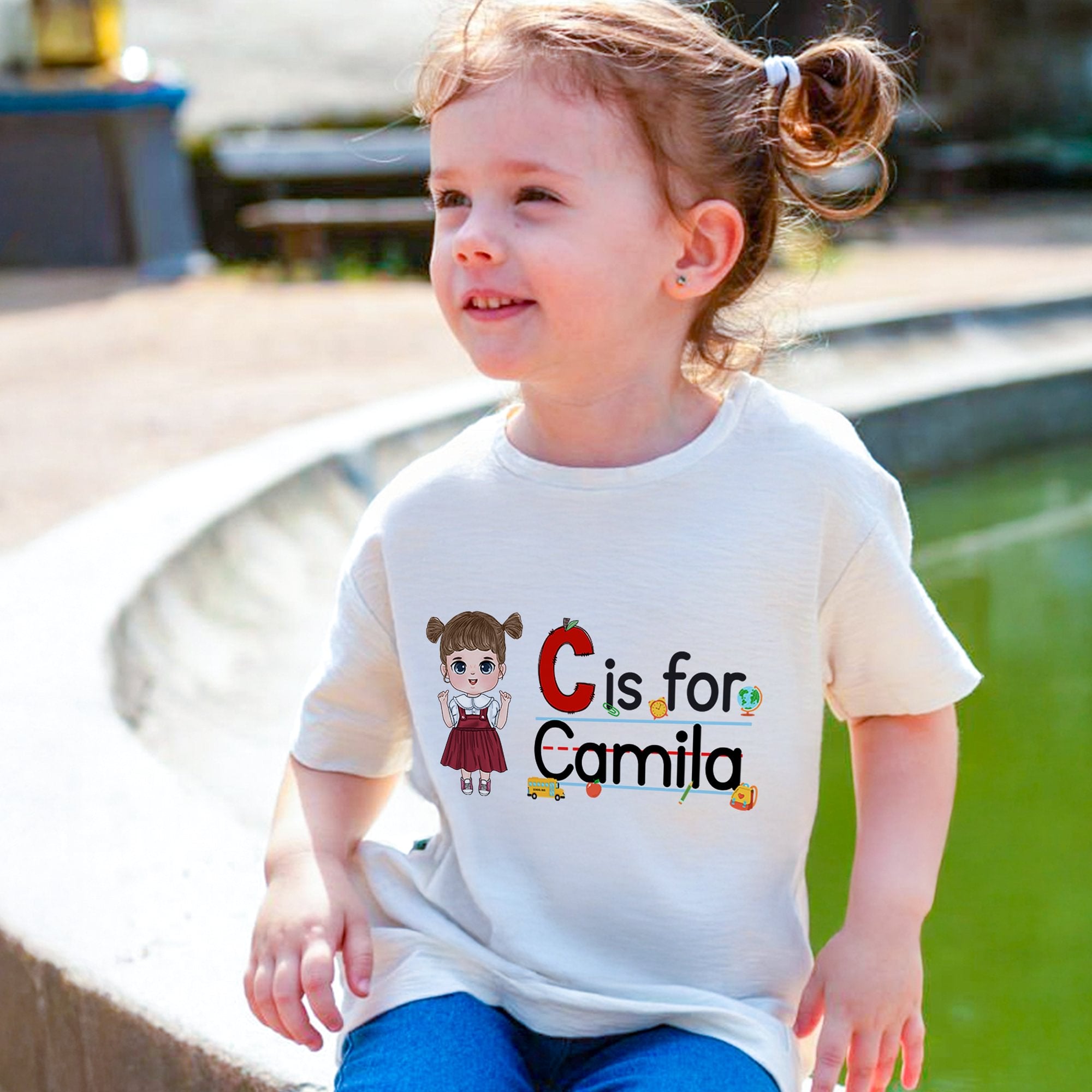 Personalizada de dibujos animados lápiz de Apple cuaderno de diseño inicial 100% algodón Kid camiseta con el nombre de vuelta a la escuela regalo de cumpleaños para niños niñas