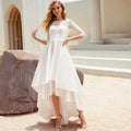 Bridal Wedding Dress Ivory 1 2 Sleeve Asymmetrical Scoop A-line