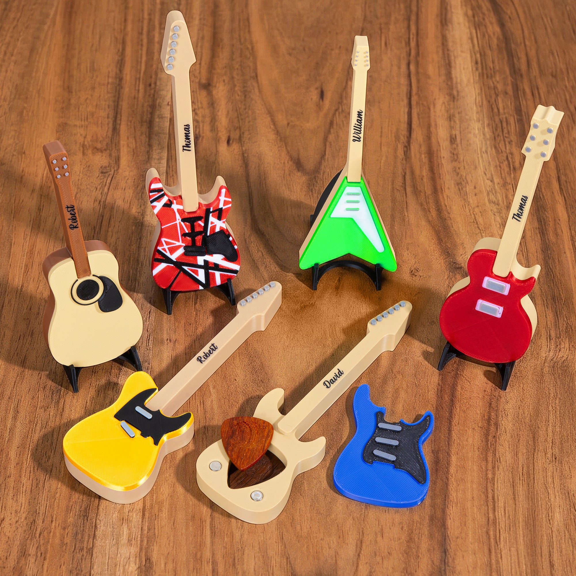 Estuche personalizado con forma de púa de guitarra retro multicolor con texto Regalo diario de cumpleaños para guitarristas Amantes de la música