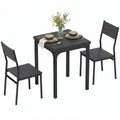 3-Piece Modern Dining Set for 2, Space-Saving with Steel Legs, Black Wood Effect