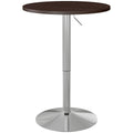Round Adjustable Pub Table with 360?? Swivel Top & Steel Base, Walnut