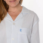 Pijama Mujer Largo Premium Solapa Seda Rayas - Azul 0900_30