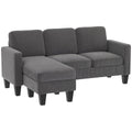 73" L-Shaped Sectional Sofa with Reversible Chaise, 3 Seat, 2200lb Capacity, Dark Gray