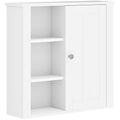 Bathroom Wall Cabinet with Adjustable Shelves and Cupboard, 53 x 15 x 51 cm, White