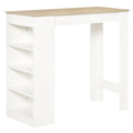 High Top Pub Table with 4 Storage Shelves for Home Bar Kitchen, Natural