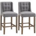 Set of 2 Counter Height Bar Stools with Tufted Backrest, Grey