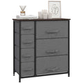 Tall Dresser for Bedroom with 7 Drawers, Closet Fabric Dresser with Metal Frame, Dark Grey