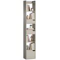 5-Tier Narrow Bookcase with Drawers & Cabinet, Anti-Tip for Living Room, Grey