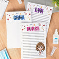 Estetoscopio personalizado de dibujos animados de médicos y enfermeras Bloc de notas de 40/80 páginas con la profesión y el nombre de la enfermera Regalo de agradecimiento de la Semana de la Enfermerí