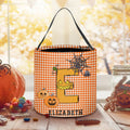 Personalizada calabaza espeluznante bruja monstruo murciélago rejilla inicial Trick or Treat bolsa de caramelo cubo con el nombre de Halloween Fiesta de Favores para Niños Niñas