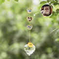 Personalizado Forget-Me-Not Foto Corazón Cristal Mascota Memorial Wind Chimes con Nombre Memorial Ornamento Simpatía Aniversario Regalo por la pérdida de la mascota