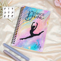 Cuaderno de espiral A5 personalizado con silueta de bailarina y nombre Inspirational Competition Day Back to School Regalo para bailarines Profesores de danza