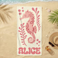 Toalla de playa de gran tamaño y secado rápido personalizada con nombre Animales del océano Esenciales de viaje Cumpleaños Vacaciones de verano Regalo para amantes del océano