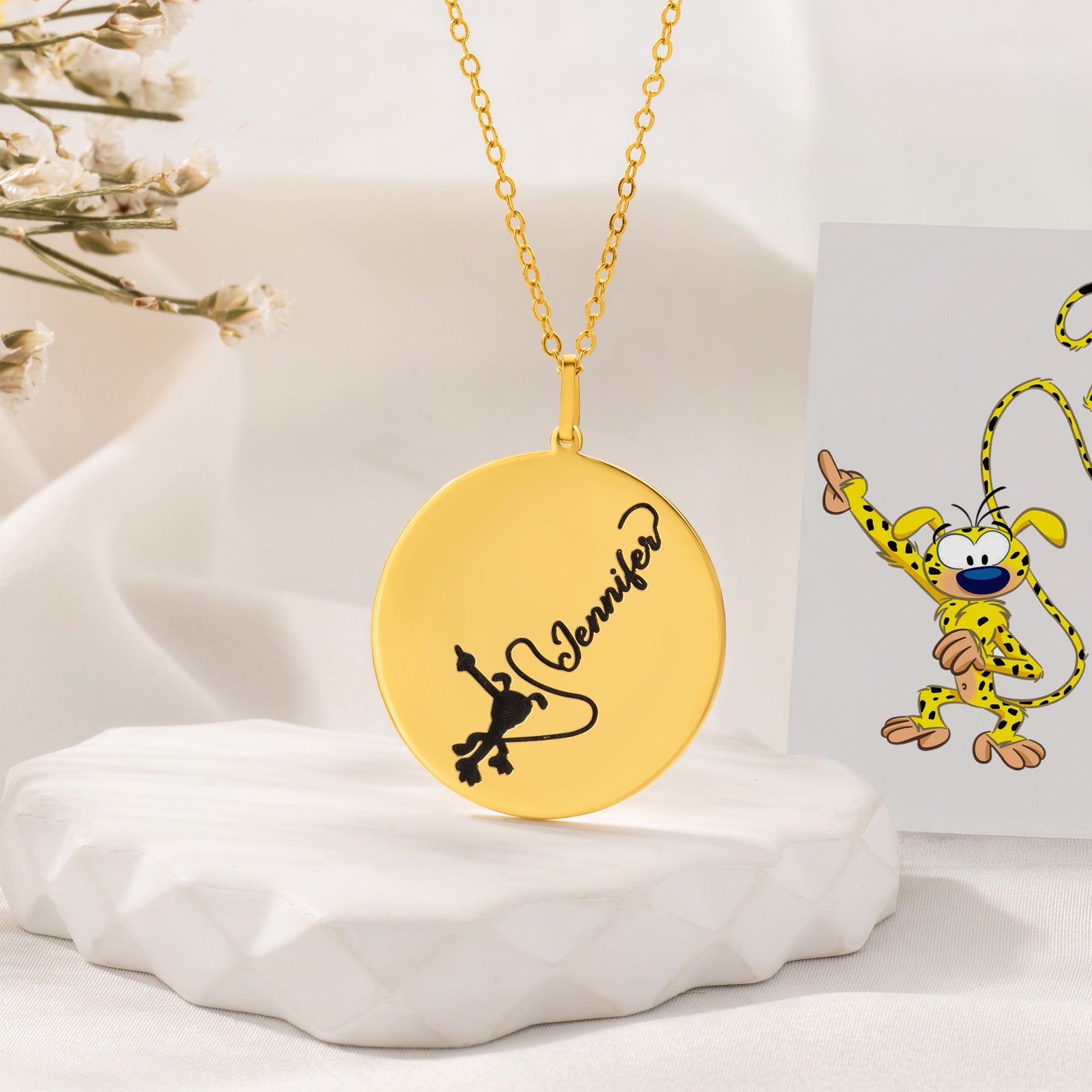 Collar personalizado Marsupilami de cola larga con nombre Dainty Jewelry Birthday Friendship Gift for Girls Women | Callie × Marsupilami®.