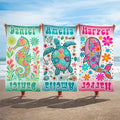 Personalizada Floral Tortuga Caballito de mar Ballena Delfín Secado rápido Toalla de playa con nombre Verano Vacaciones Accesorios Cumpleaños Regalo para la familia Amigo