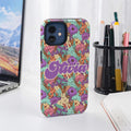 Personalizada Bohemio Retro Floral Slim Phone Case para iPhone Samsung con Nombre Accesorios Electrónicos Cumpleaños Día de la Madre de regalo para las mujeres