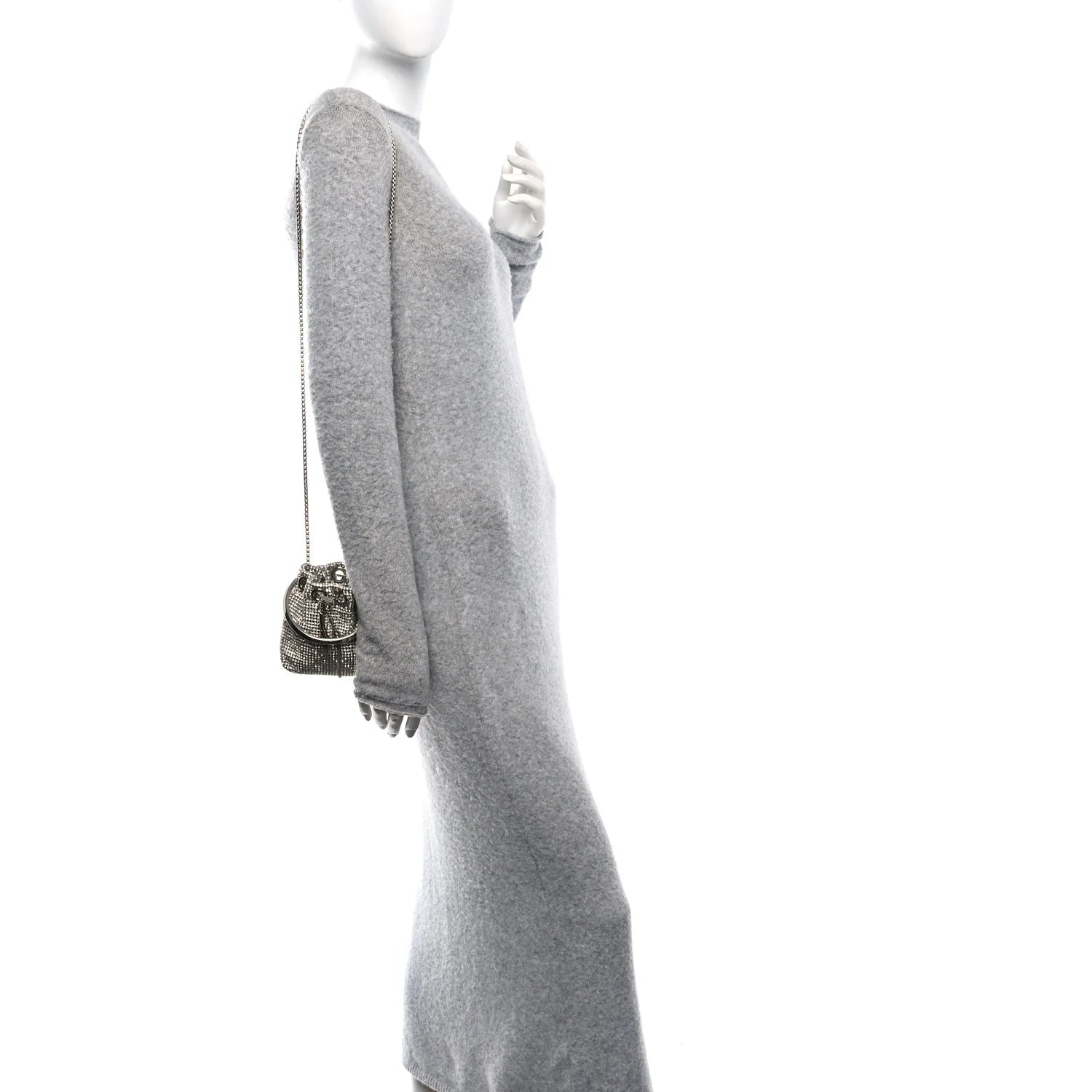 Jimmy Choo Satin Crystal Embellished Micro Bon Bon Bag Silver