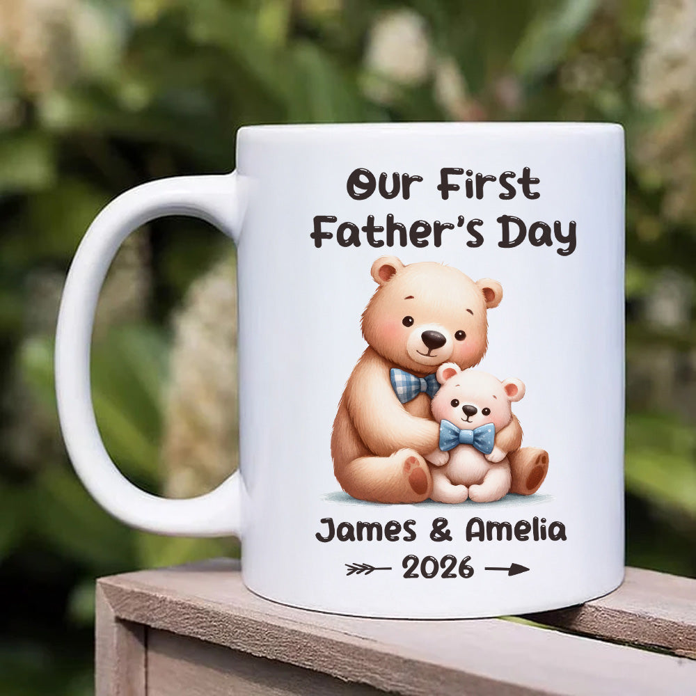Taza de Cerámica Personalizada Padre-Hijo Dibujos Animados Panda Unicornio Dinosaurio 11 oz con Nombre Año Día del Padre Cumpleaños Gracias Regalo para Papá
