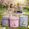 Cesta de huevos de Pascua personalizada con conejito de varios colores y nombre Almacenamiento diario Regalo de Pascua para niños Niñas