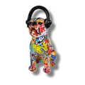 Abstract Painted Bulldog and Headphone Pop Sculpture