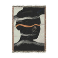 Abstract Woven Blanket with Black and White Waves