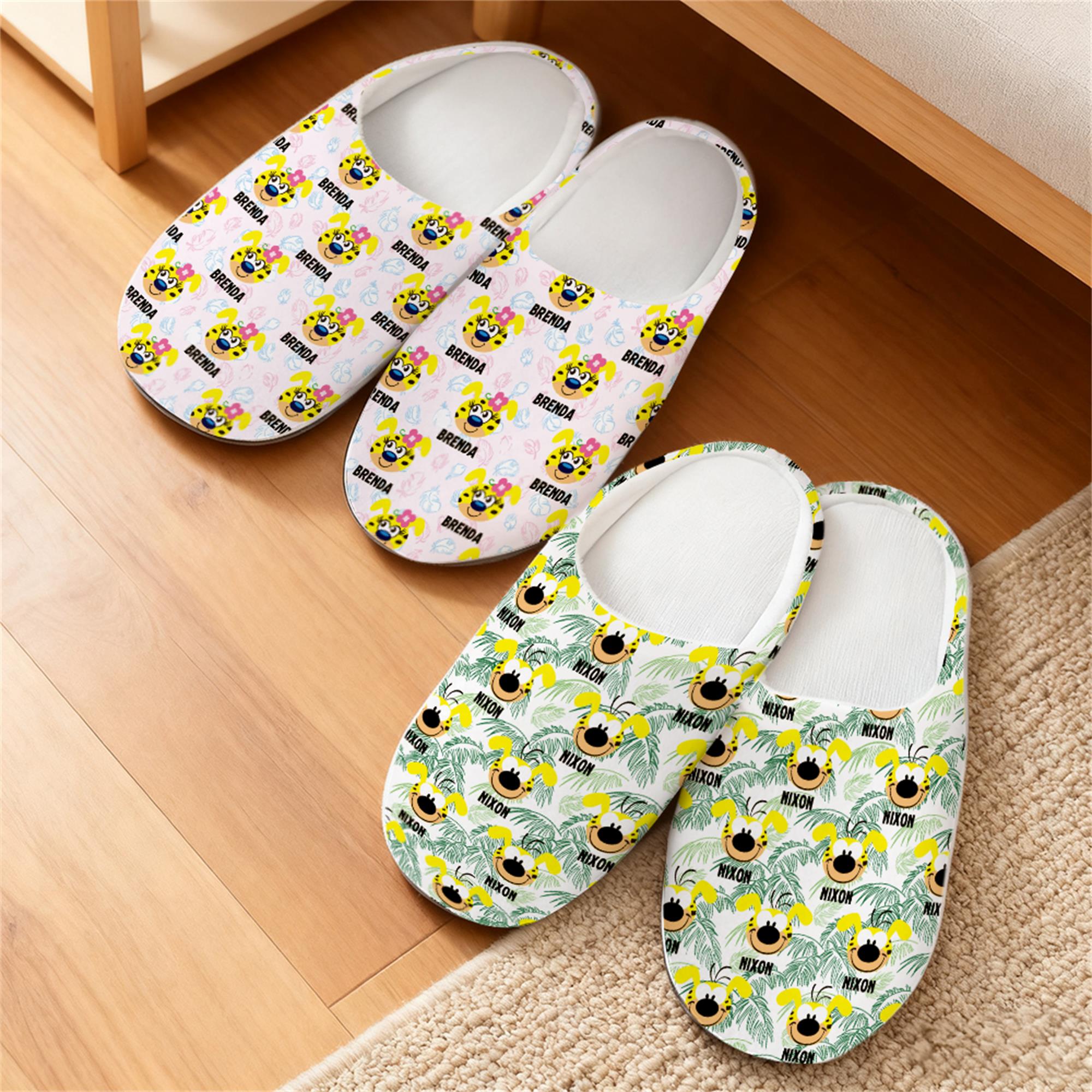 Pantuflas personalizadas de Marsupilami 100% algodón con nombre Regalo de cumpleaños de Navidad para niños Mujeres Hombres | Callie × Marsupilami®.
